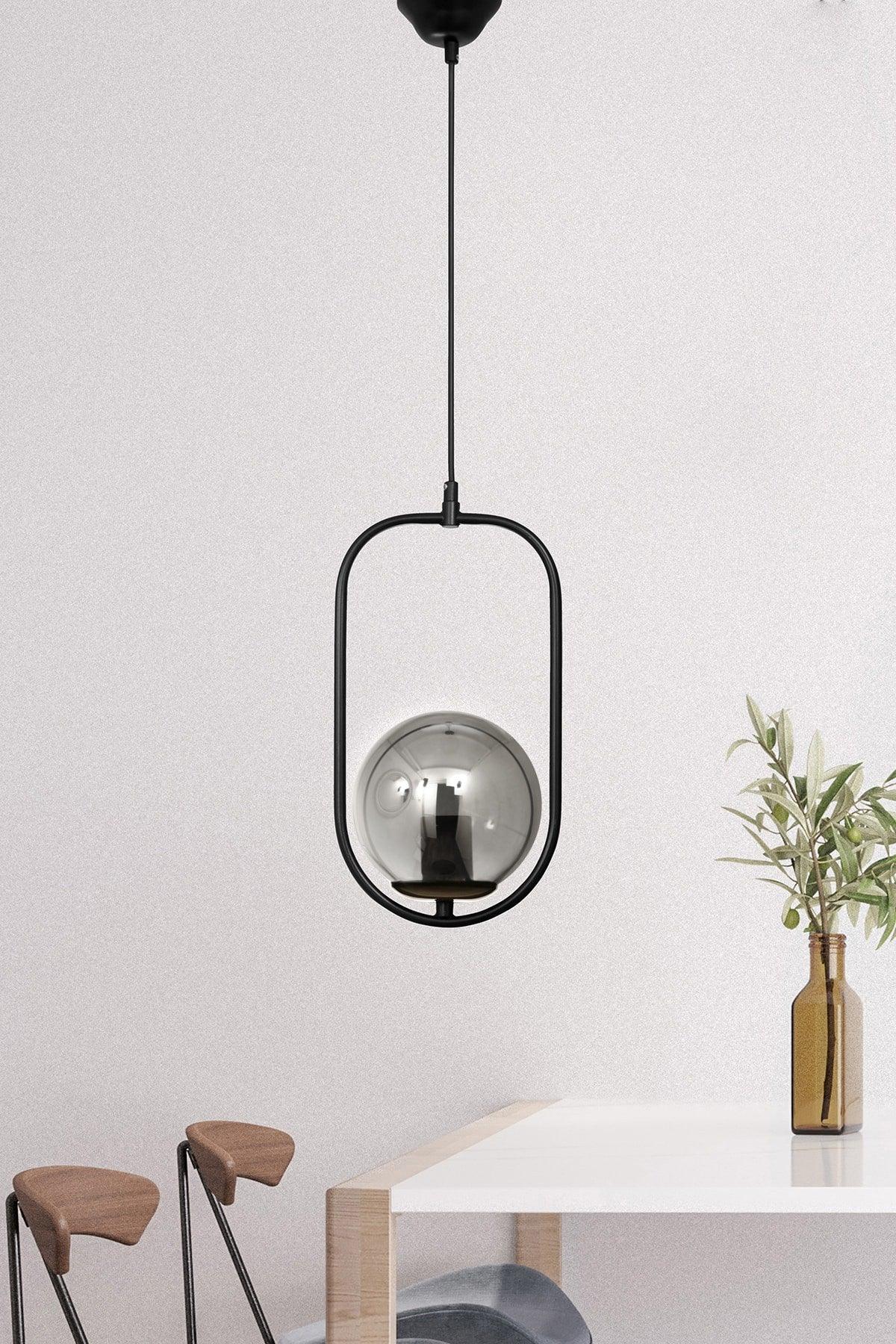 Modern Alure Single Smoked Glass Black Chandelier - Swordslife