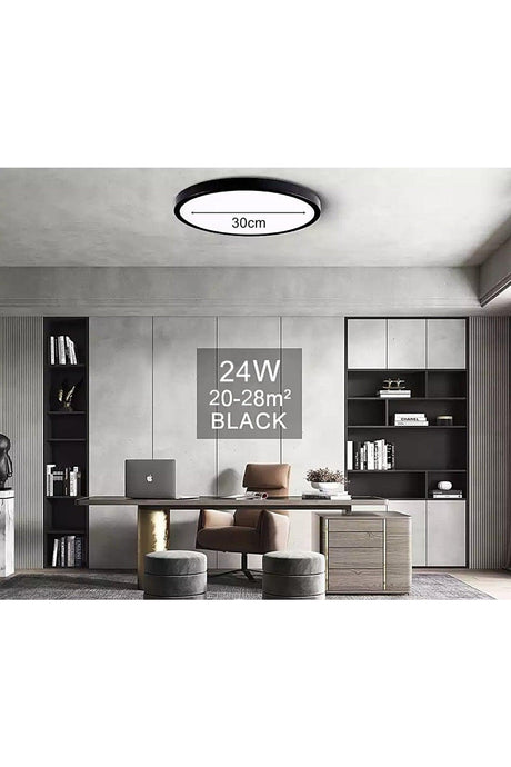 Modern Ceiling Zero Plafonier Panel Led Chandelier 6500k Ice White Light Black Body - Swordslife