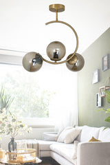 Modern Crescent Tumbled 3 Piece Plafonyer Smoked Glass Chandelier - Swordslife