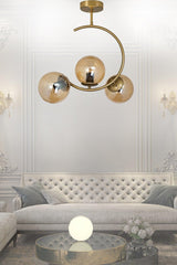 Modern Crescent Tumbled 3 Piece Plafonyer Honey Glass Chandelier - Swordslife