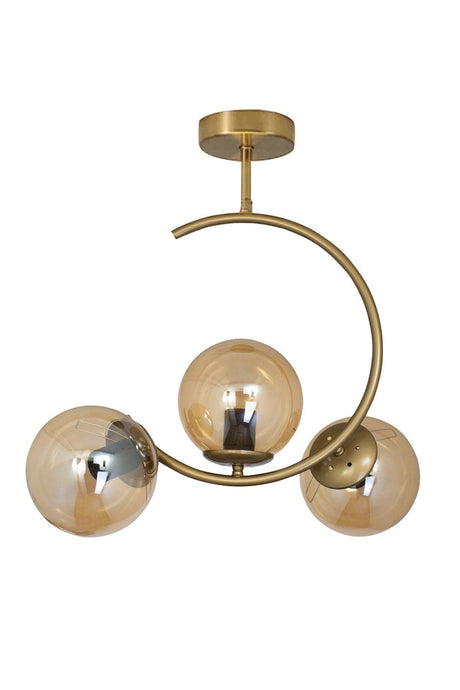 Modern Crescent Tumbled 3 Piece Plafonyer Honey Glass Chandelier - Swordslife