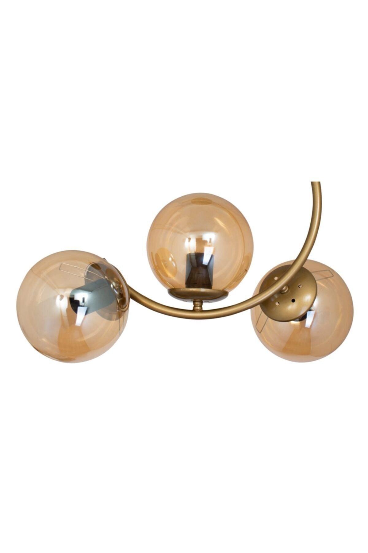 Modern Crescent Tumbled 3 Piece Plafonyer Honey Glass Chandelier - Swordslife