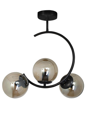 Modern Crescent Black 3 Piece Plafonyer Smoked Glass Chandelier - Swordslife