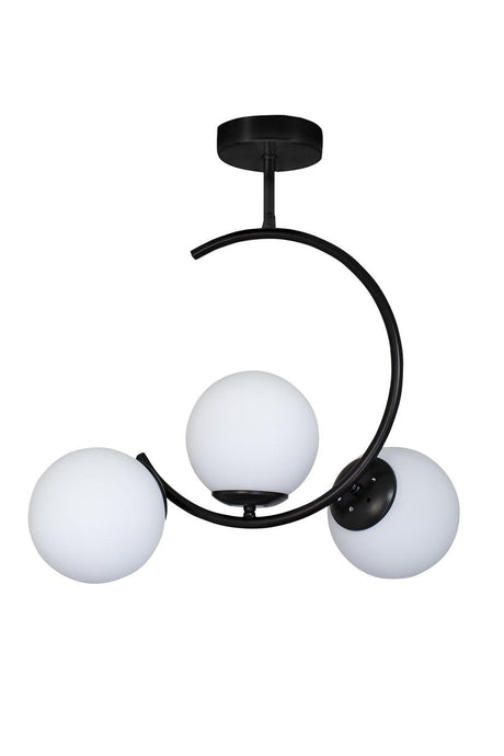 Modern Crescent Black 3 Plafonyer White Glass Chandelier - Swordslife