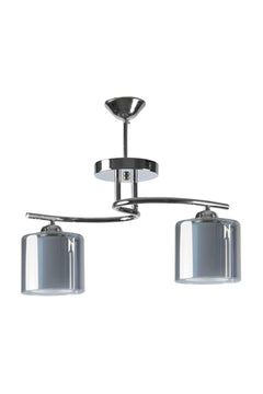Chrome and Smoked Glass Decorative Pendant Light, 47cm Wide, 35cm Tall