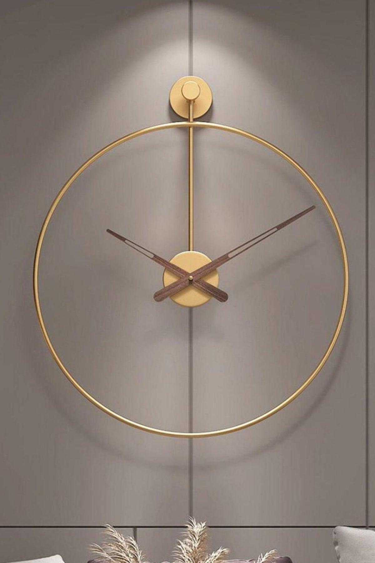 Modern Decorative Pendulum Tiktok Tumbled Gold Metal Wall Clock 60 Cm - Swordslife