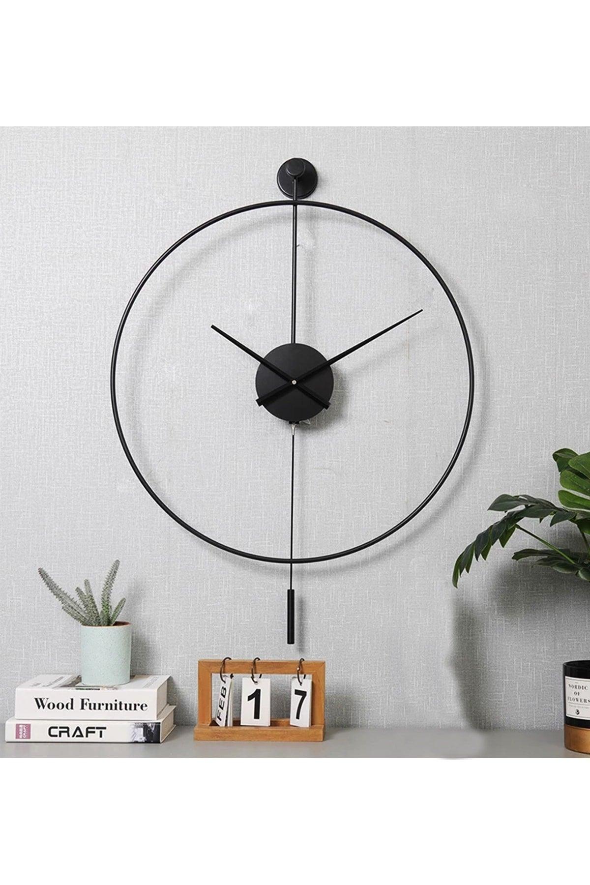 Modern Decorative Pendulum Tiktok Black Metal Wall Clock 60 Cm - Swordslife