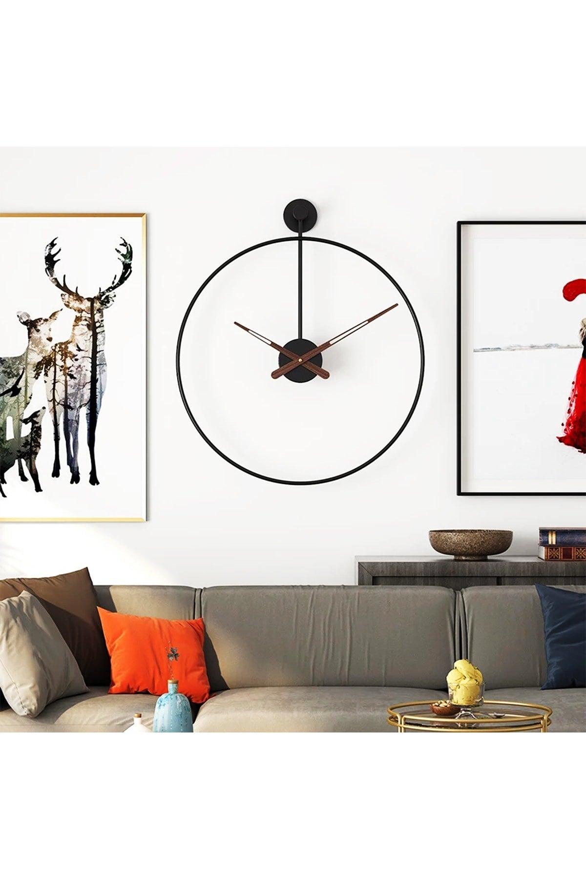 Modern Decorative Pendulum Tiktok Black Metal Wall Clock 60 Cm - Swordslife