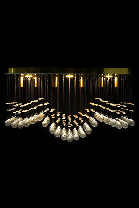 Modern Design 70*20 Cm / 6 Sockets Lux Model Crystal Stone Lined Chandelier - Swordslife