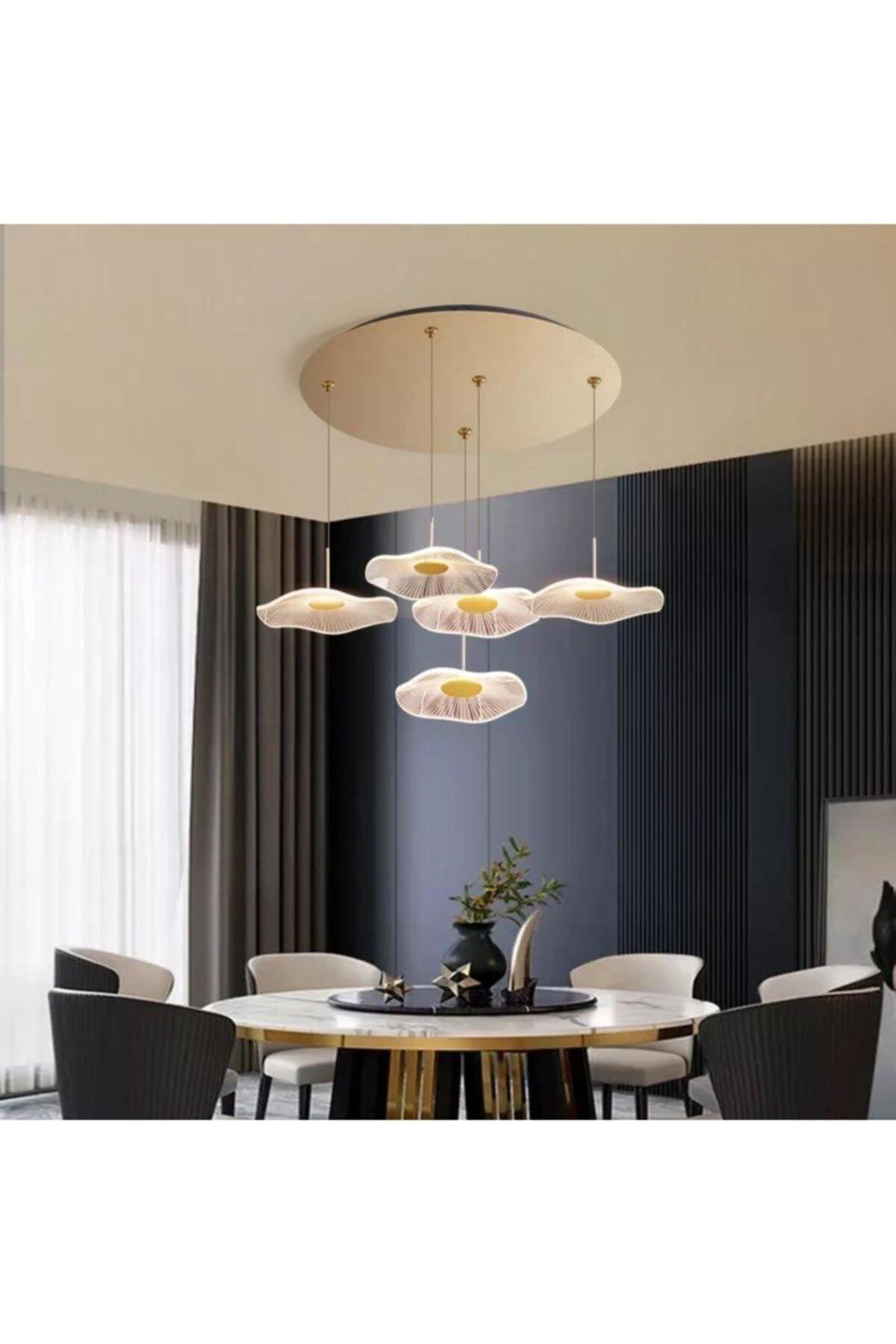 Modern Design Luxury 5 Pcs Suspended Chandelier Gold Led Chandelier - Swordslife