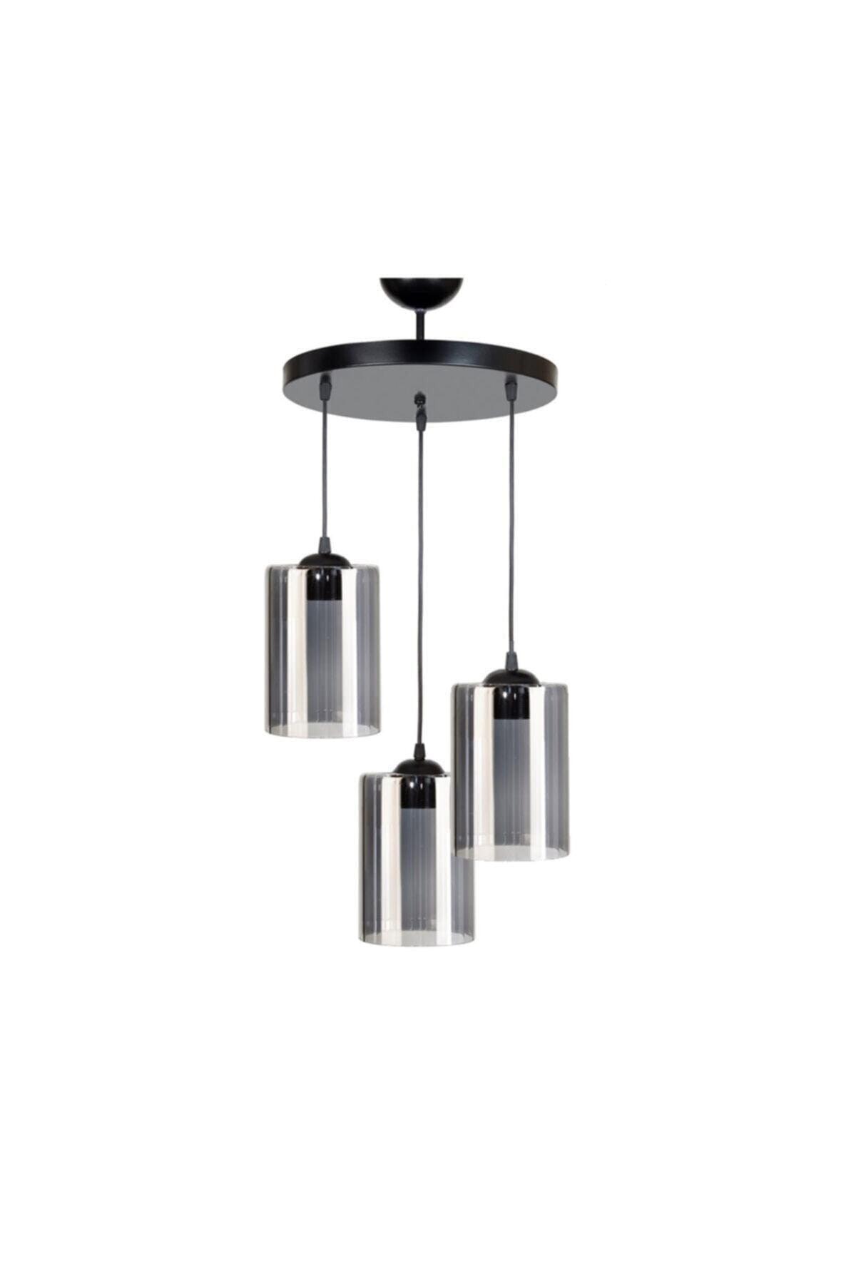 Modern Smoked Glass Triple Pendant Chandelier - Swordslife