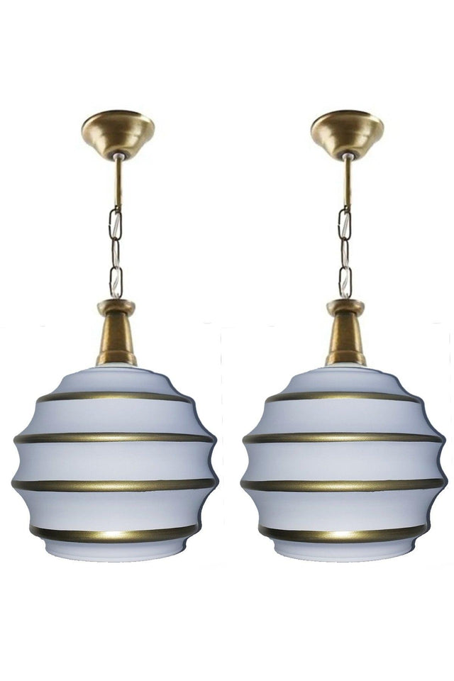 Modern Gold Patterned Antique Hanging 2 Piece Single Chandelier - Swordslife