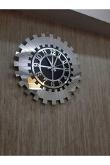 Modern Silver Sun Wall Clock Decorative Turkish Numeral Mdf Mirrored Plexi 40x40 Cm - Swordslife