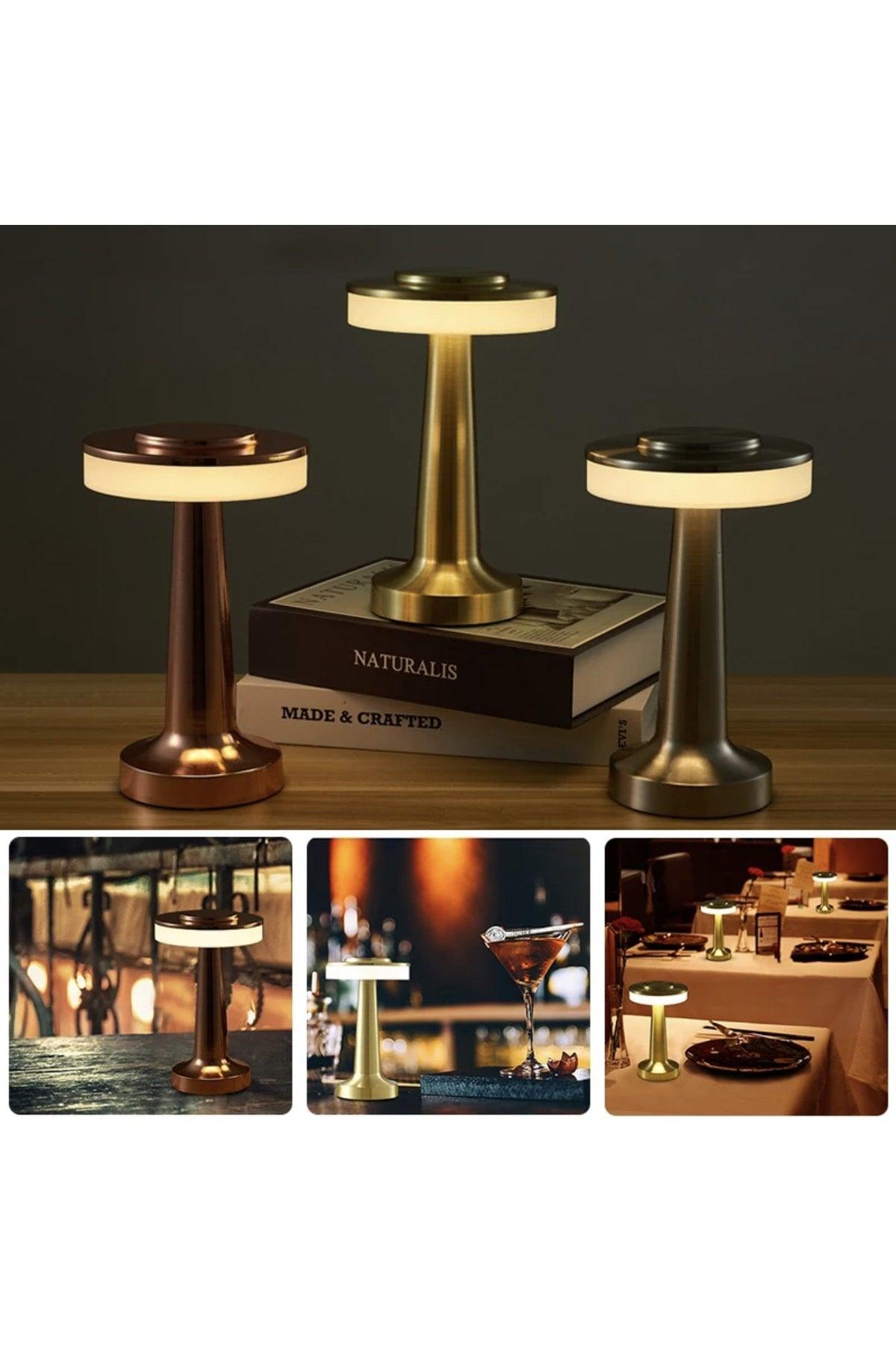 Modern Led Lampshade Table Lamp Touch 3 Modes Gradual Charged Copper Bronze - Swordslife