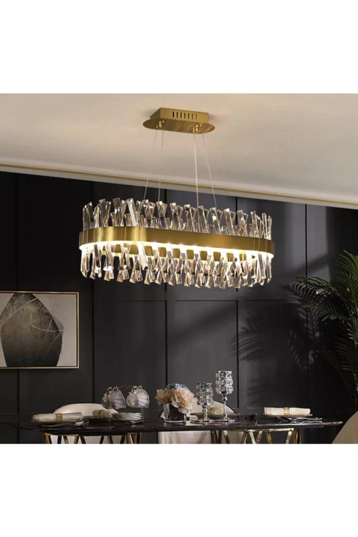 Modern Luxury Crystal Chandelier Crystal Stone Power Led Chandelier Bronze Dining Table - Swordslife