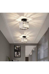 Modern Luxury Plafonier Ceiling Chandelier Hall Hall Black Square Crystal Stone Chandelier - Swordslife