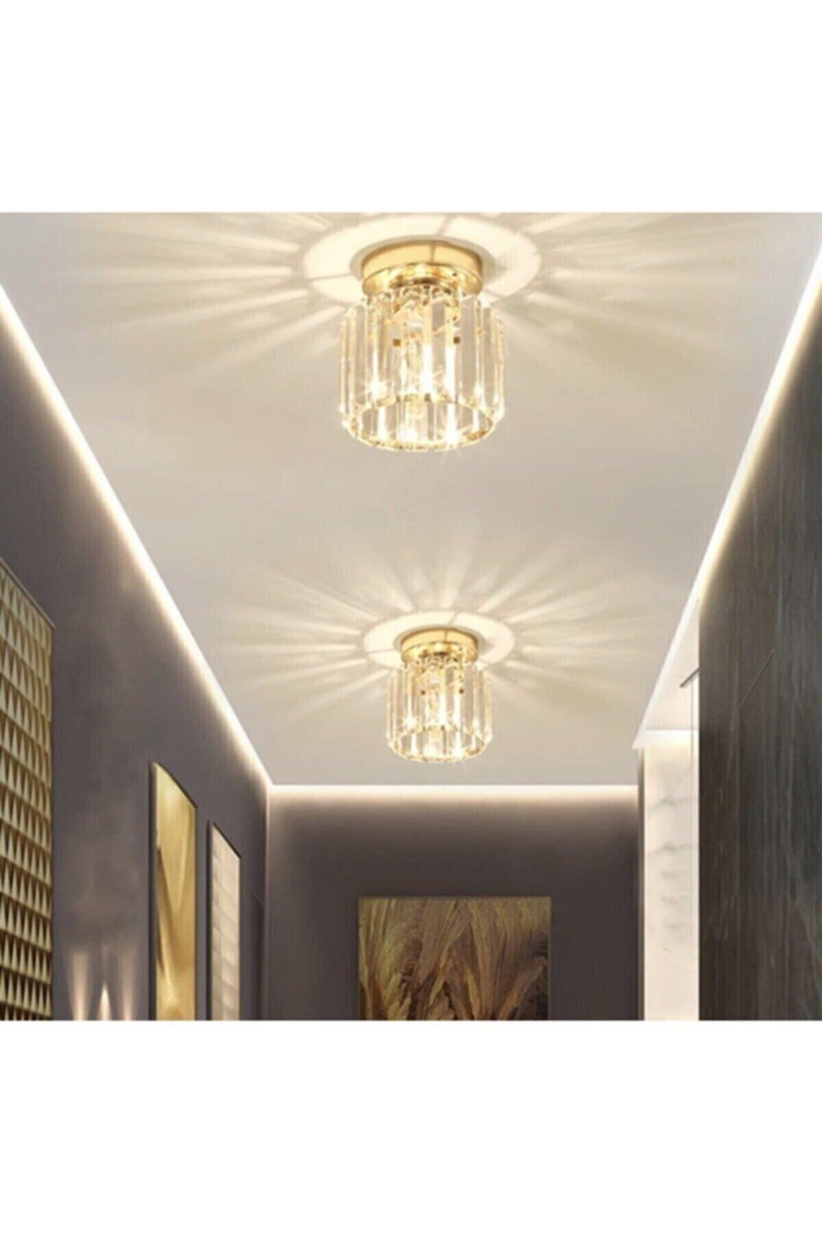 Modern Luxury Plafonyer Crystal Stone Chandelier Gold Yellow Hall Hallway Chandelier - Swordslife