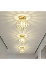 Modern Luxury Plafonyer Metal Crystal Stone Chandelier Gold Yellow Hallway Hallway Chandelier - Swordslife