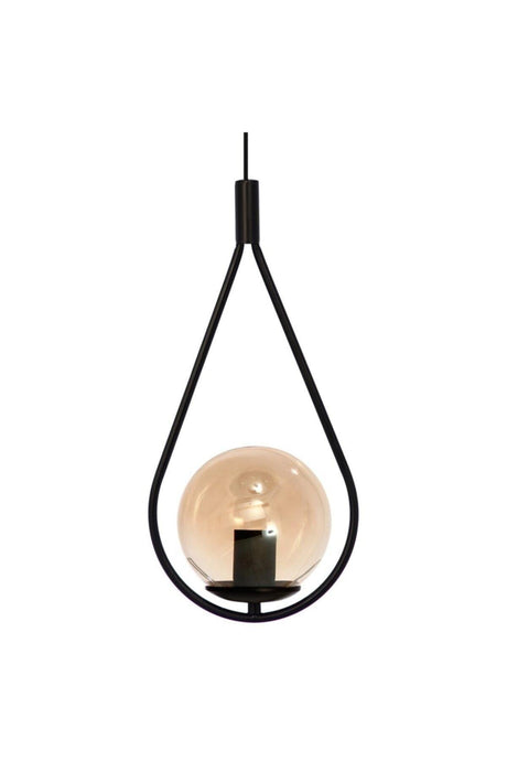 Modern Mono Single Honey Glass Black Chandelier - Swordslife