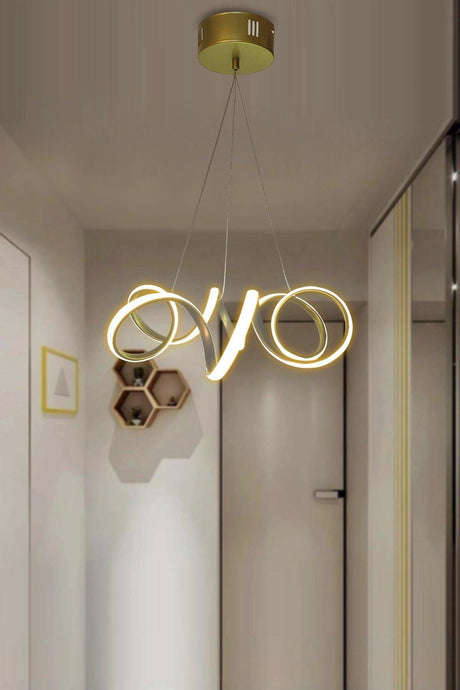 Modern Pendant Lamp Gold Curved Daylight Led Chandelier - Swordslife