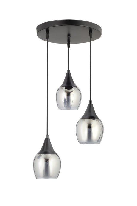 Sante 3-Piece Black Smoked Glass Modern Pendant Lamp