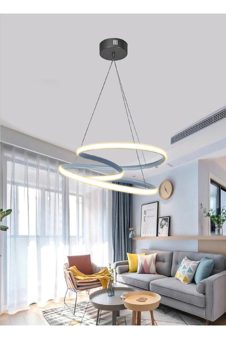 Modern Pendant Lamp Saturn Led Chandelier Silver Case Daylight - Swordslife