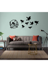 Modern Sparrow+7 Bird Wooden Decorative Wall Ornament - Swordslife