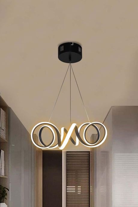 Modern Pendant Lamp Black Curved Daylight Led Chandelier - Swordslife