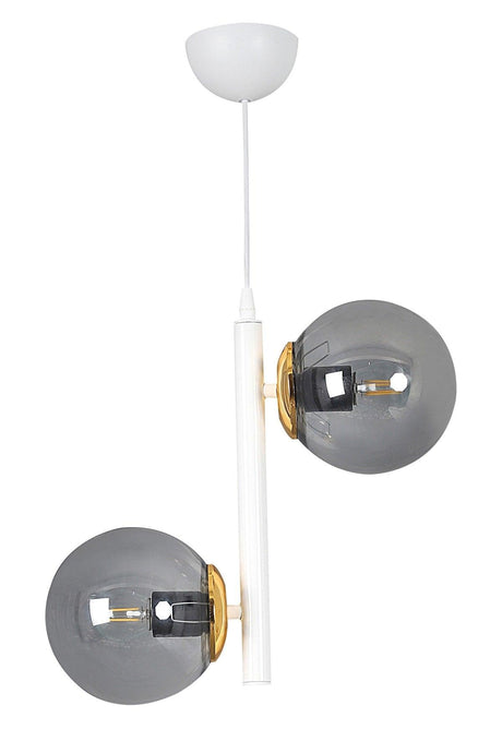 Modern White 2 Smoked Globe Glass Chandelier - Swordslife