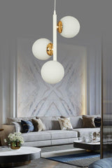 Modern White Triple White Globe Glass Chandelier - Swordslife