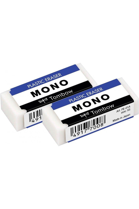 Mono 17x11x43mm 2 Pieces White Eraser Packed