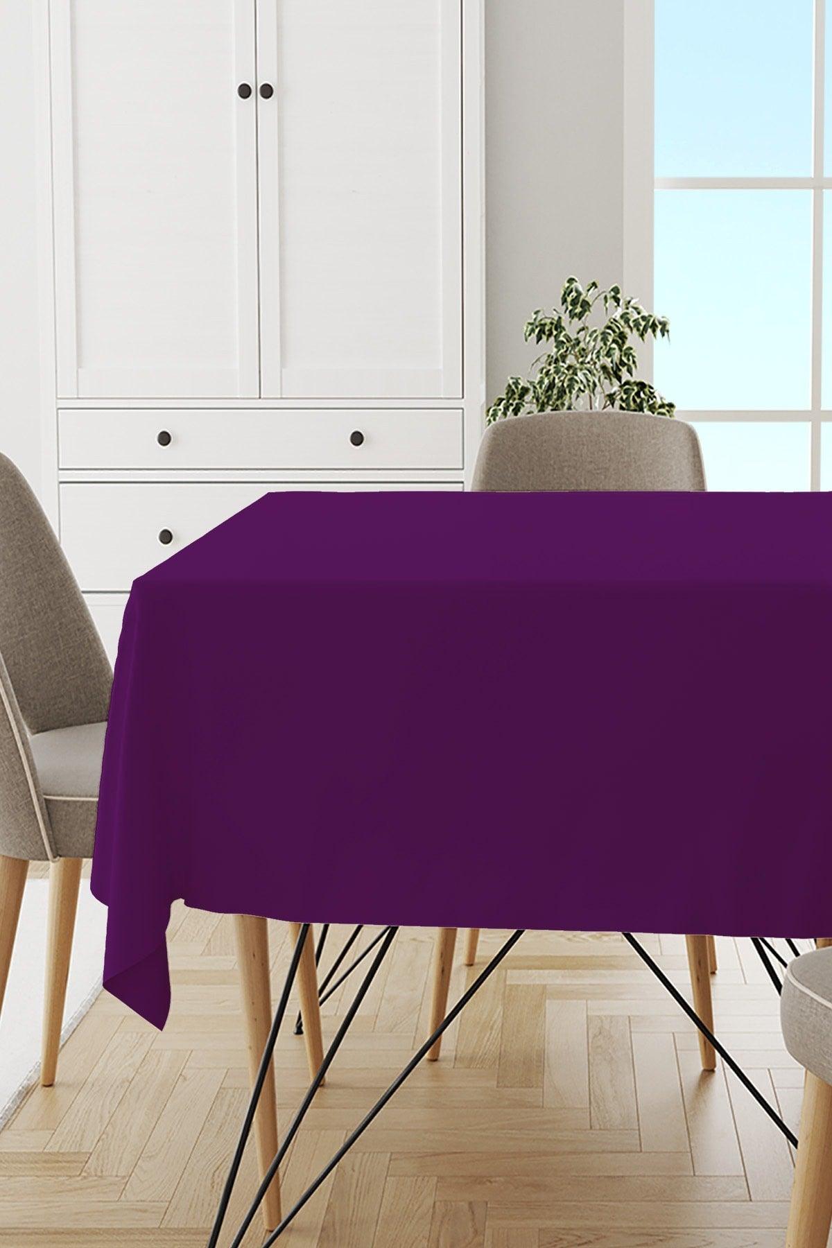 Purple Plain Table Cloth Thai Feather Velvet Stain Resistant Washable Woven Fabric Plain Solid Color Mso012 - Swordslife