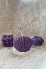 Purple Vanilla Scented Bubble Oyster Decorative Candle 3 Pcs - Swordslife