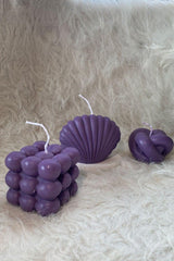 Purple Vanilla Scented Bubble Oyster Decorative Candle 3 Pcs - Swordslife