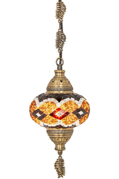 Handmade Mosaic Glass Boho Pendant Lamp with Brown and Black Design