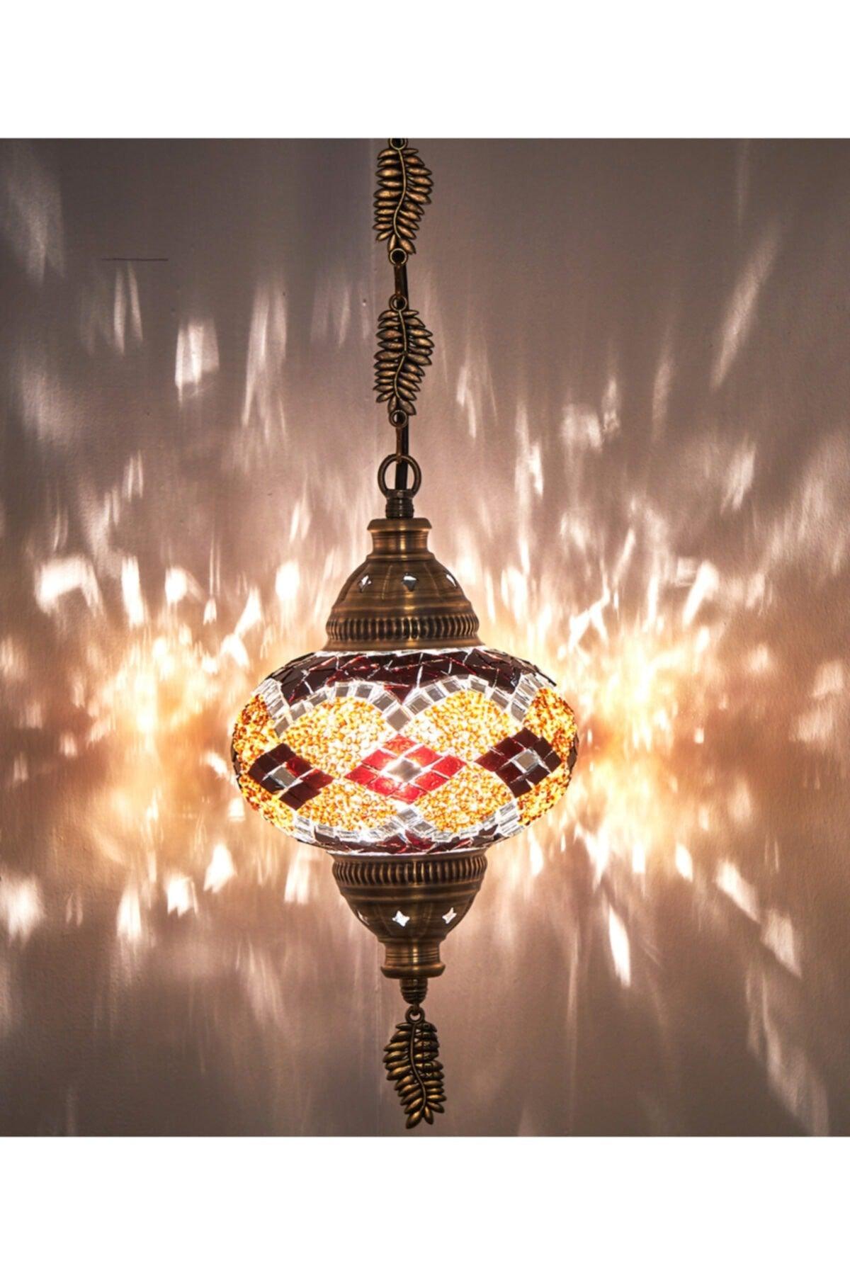Mosaic Lamp Ottoman Authentic Colored Glass Handmade Boho Pendant Lamp, Brown Black - Swordslife