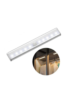 Battery‑Powered Motion Sensor LED Light – White, 10‑Chip, Aluminum Housing