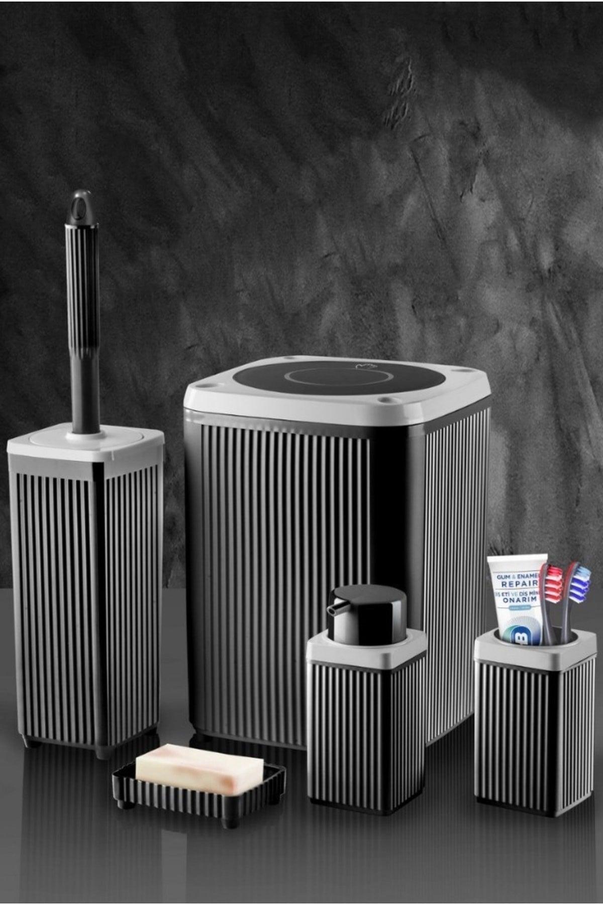 Müll Eimer Toilettenbürste flüssige Seife Zahnbürste feste Seife 5 Stück Platz Badezimmer Set 5 Liter - Swordslife