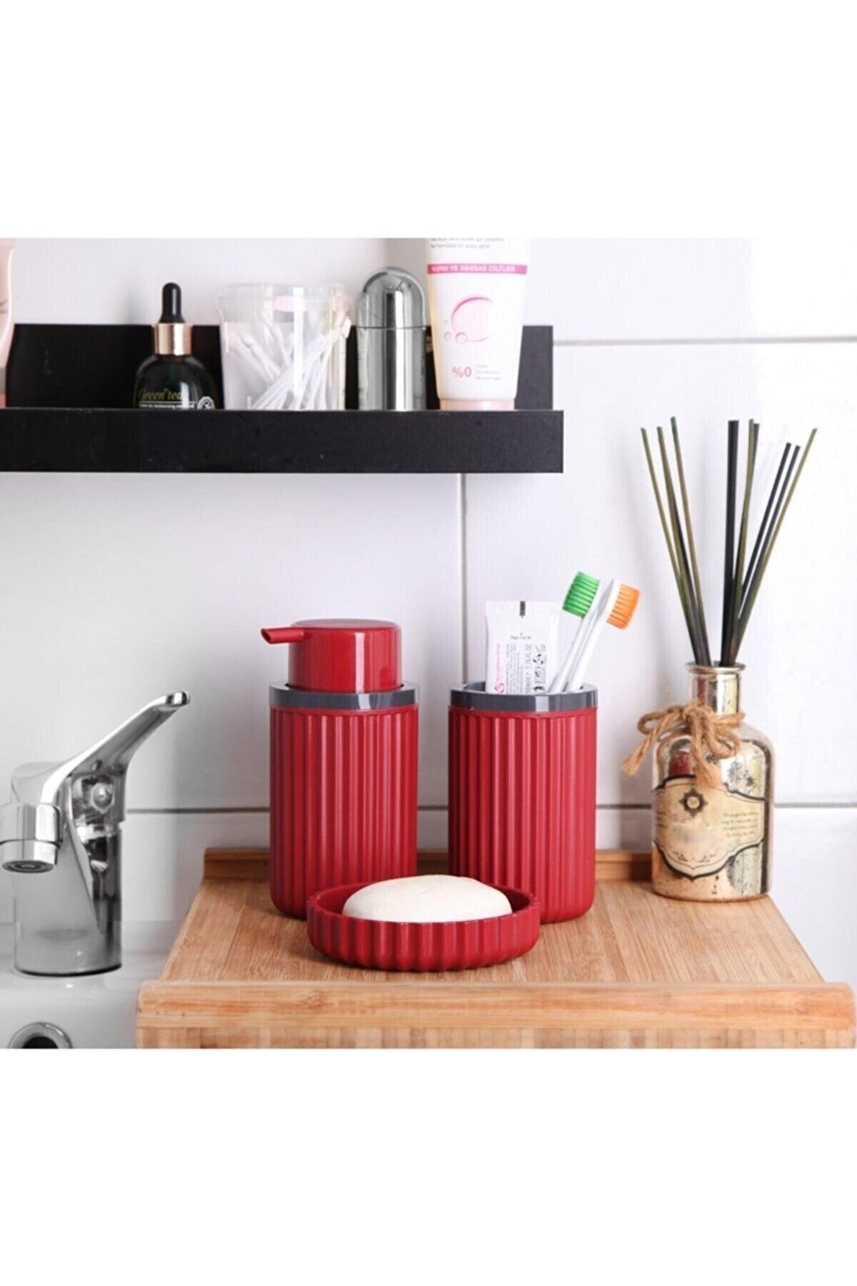 Müll Eimer Toilettenbürste flüssige Seife Zahnbürste feste Seife 5 Stück Set 5 Liter Rot - Swordslife