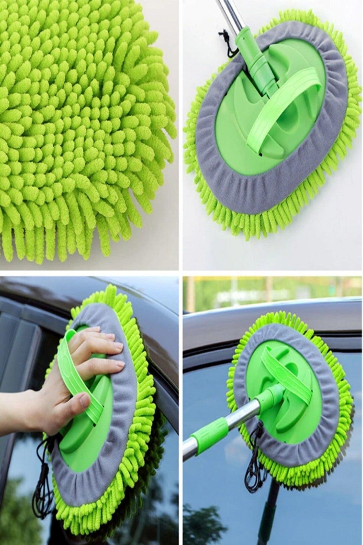 Multifunctional 2 In 1 Chenille Microfiber Car Washer Mop Cleaning Brush Telescopic Long Handle - Swordslife