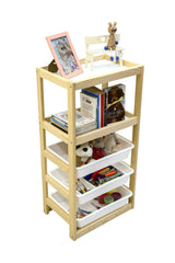 Multi-Purpose Toy Cabinet 3 Baskets 2 Shelves - Swordslife