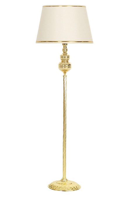 Munch Gold Plated Metal Twisted Single Leg Floor Lamp - Cream with Gold Stripe - Swordslife