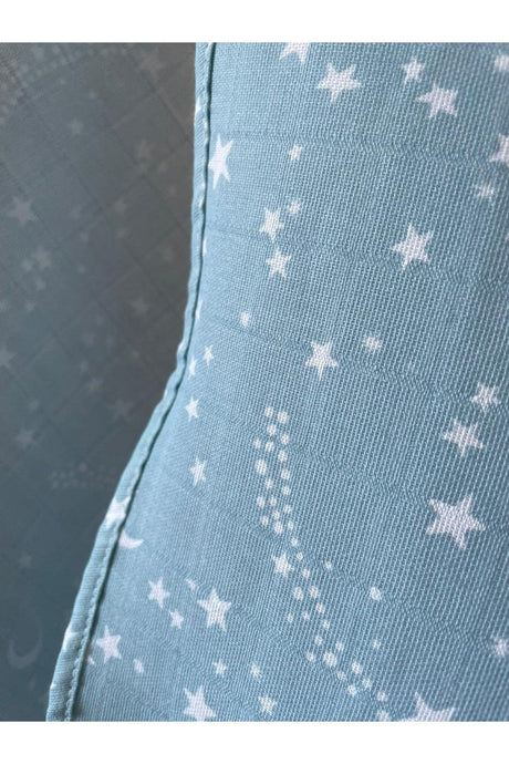 Muslin Baby Swaddle & Bathrobe Oeko-tex Certified 75x75cm Light Blue Star Pattern 100% Cotton - Swordslife