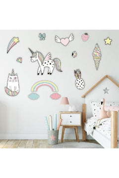 Whimsical Wooden Unicorn Decor Set for Kids' Rooms