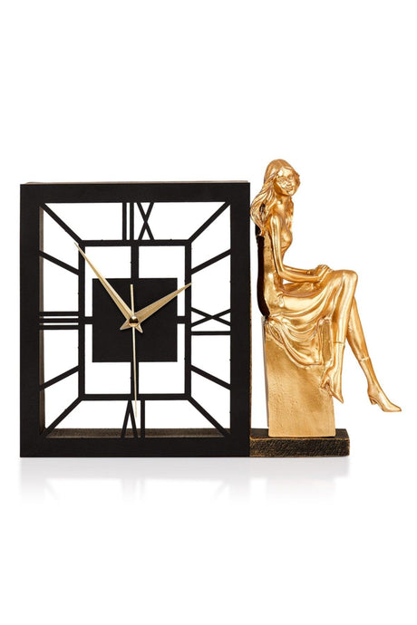 Muyika Kar Gold Silent Mechanism Polyester Trinket Metal Table Clock 25 X 21 Cm Women Mms-pob - Swordslife