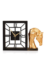 Muyika Kar Gold Silent Mechanism Polyester Trinket Metal Table Clock 25 X 21 Cm Horse Mms-pob - Swordslife