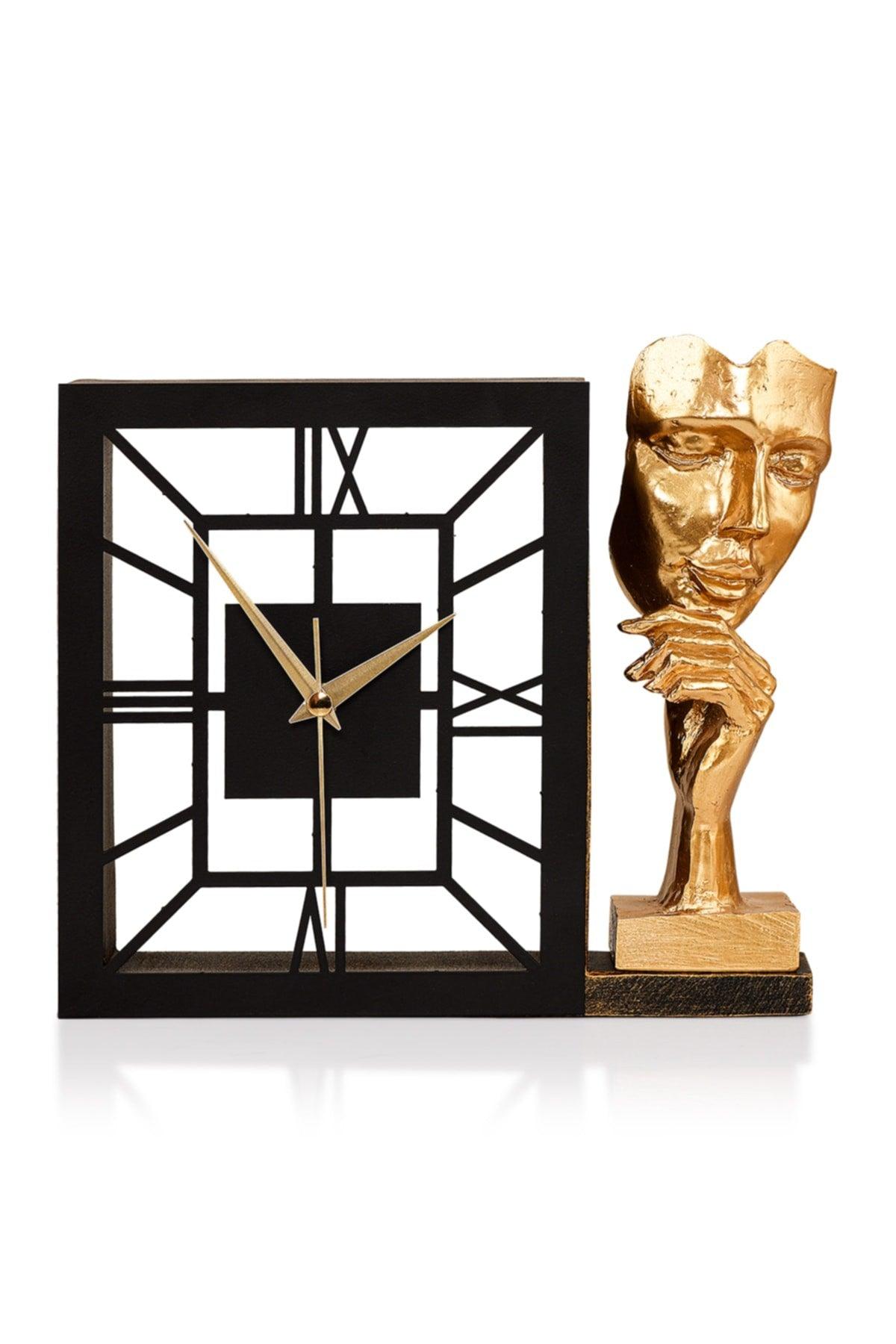 Muyika Kar Gold Silent Mechanism Polyester Trinket Metal Table Clock 25 X 21 Cm Lecture Mms-pob - Swordslife