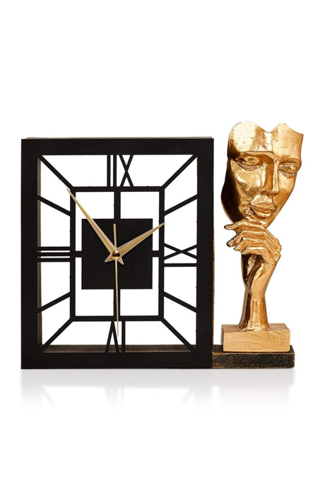 Muyika Kar Gold Silent Mechanism Polyester Trinket Metal Table Clock 25 X 21 Cm Lecture Mms-pob - Swordslife