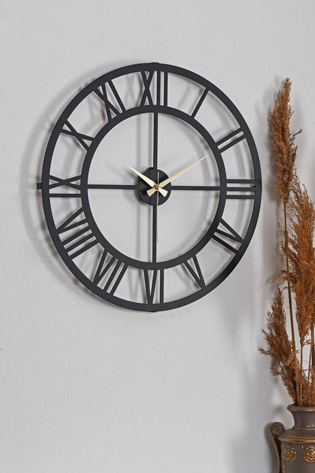 Muyika Roman Numeral Metal Black Wall Clock 50x50cm Mds-50 - Swordslife