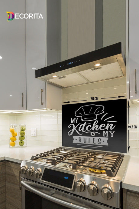 My Kitchen My Rules Glass Back Cover 49.5cm x 76cm - Swordslife